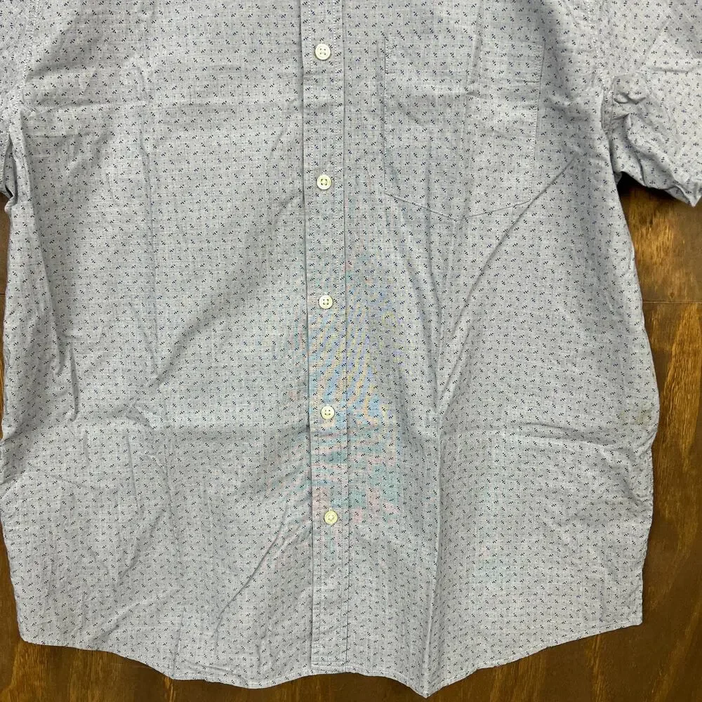 Banana Republic Mens Shirt Gray Blue Button Down Slim Fit Organic Cotton XLarge